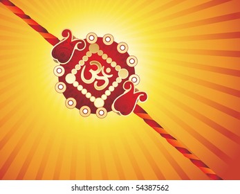 yellow rays background with isolated rakhi