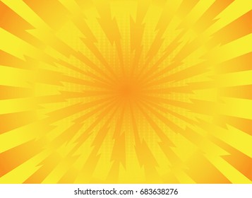 yellow rays pop art comic style background. retro vector illustration