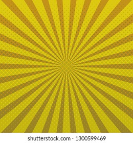 Yellow rays pop art retro comic background vector illustration.