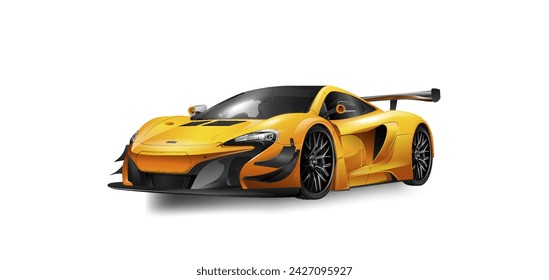 Amarillo realista vector de coche personalizado moderno de carreras vector ilustración arte deportes aislados en blanco