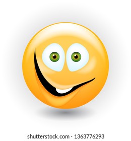 Yellow realistic emoji. very expressive eyes. vector illustration 