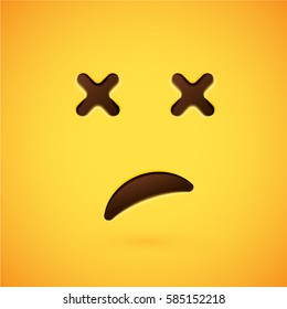 yellow realistic emoticon smiley face, vector illustration