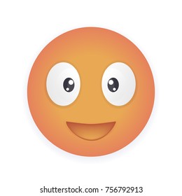 Yellow realistic emoticon smiley face, vector illustration

