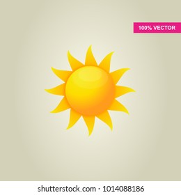 Yellow realistic icon of the sun