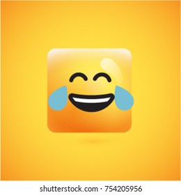 Yellow realistic isolated emoticon, vector illustration