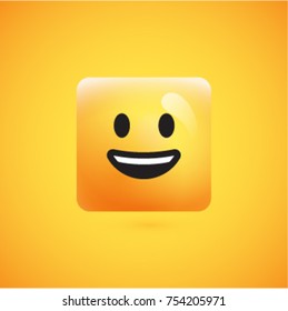 Yellow realistic isolated emoticon, vector illustration