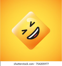 Yellow realistic isolated emoticon, vector illustration
