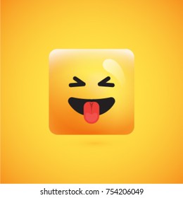 Yellow realistic isolated emoticon, vector illustration