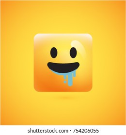 Yellow realistic isolated emoticon, vector illustration