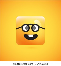 Yellow realistic isolated emoticon, vector illustration