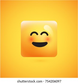 Yellow realistic isolated emoticon, vector illustration