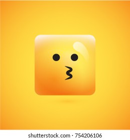 Yellow realistic isolated emoticon, vector illustration