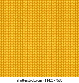 Yellow realistic knitted texture. Seamless pattern