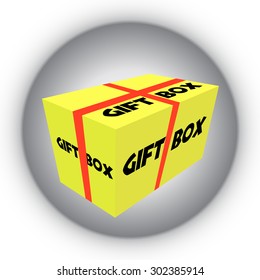 Yellow Realistic Package Cardboard Box with ribbon.  on grey background.Vector illustration