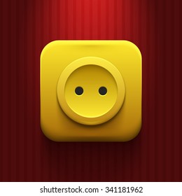 Yellow realistic socket on red background