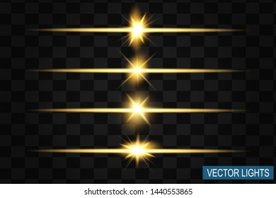 Yellow realistic special effects. The explosions and glowing particles of light. Isolated on background. Vector illustration.