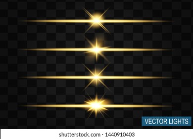 Yellow realistic special effects. The explosions and glowing particles of light. Isolated on background. Vector illustration.