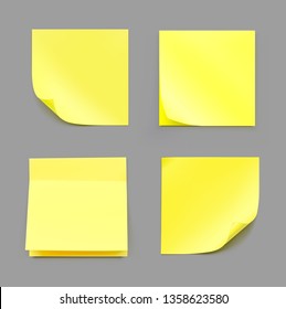Yellow realistic stick note papers. Vector illustration. Ready for your design. EPS10.	