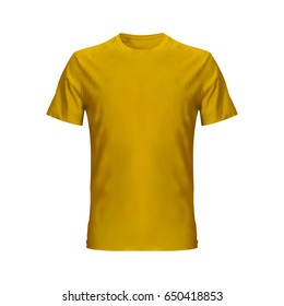 yellow realistic t-shirt on white background. vector illustration