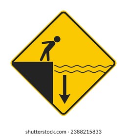 Gelbes Rechteck Piktogramm Zeichen von Tiefwasser, nicht schwimmen, Gefahr verboten Schwimmen auf See, Fluss, Meer