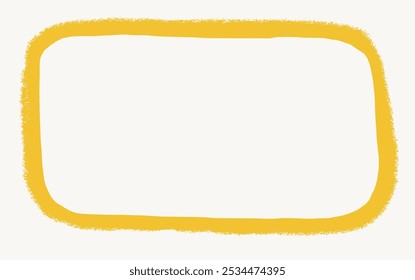 Yellow rectangular frame with grunge torn edges and soft corners. Vector illustration of rough ripped rectangle frame isolated on light background. Ideal for collages and stickers