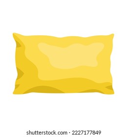 Yellow rectangular pillow vector illustration. Cartoon drawing with square cushion for bed. Element for advertisement template isolated on white background. Home interior, textile concept