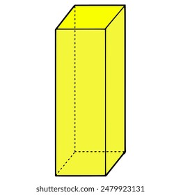 Yellow rectangular prism illustration hand drawn isolated vector