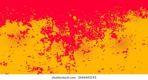 Yellow and red abstract grunge background with halftone style.