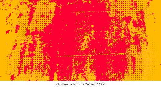 Yellow and red abstract grunge background with halftone style.