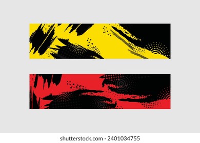Yellow and red abstract grunge horizontal banner background