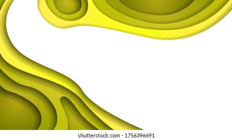 Yellow And Red Abstract Paper Cut Background Vector Shadows 3D Smooth Objects Modern Design