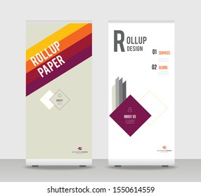 Yellow red Abstract Shapes Modern Exhibition Advertising Trend Business Roll Up Banner Stand Poster Brochure flat design template creative concept. yellow red Roll Up EPS. Presentation Cover