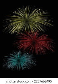 yellow, red ,and blue firework in black background
