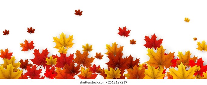 Yellow and red autumn leaves float gently on a white background, creating a serene and seasonal design perfect for fall-themed projects and backgrounds.