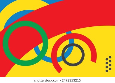 Yellow red background with circles. Vector graphics.