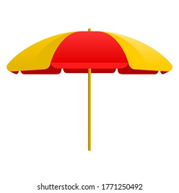 Yellow and red beach umbrella. Beach stuff vector illustration design