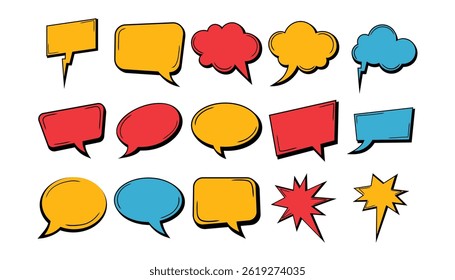 yellow, red and blue comic speech bubble vector 