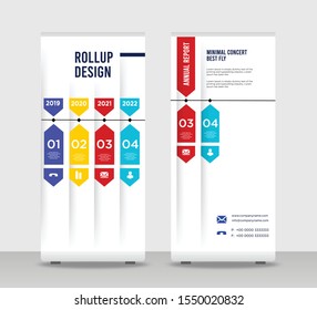 yellow red blue infographic Shapes Modern Exhibition Advertising Trend Business Roll Up Banner Stand Poster Brochure flat design template creative concept. colorful infographic roll Up EPS