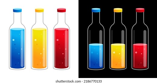 Yellow Red Blue
Liquid In A Glass Container With A Lid Vector Illustration