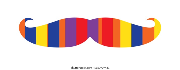 Yellow, red, blue and purple colourful  moustache logo icon