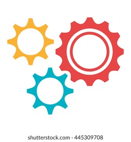 yellow red and blue settings icon over isolated background, vector illustration 