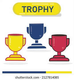 yellow red and blue trophy vector design on a white background for competition events, championships, competitions on a white background, editable