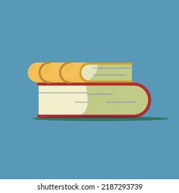 yellow and red book on blue background icon vector illustration