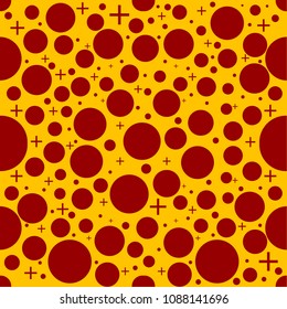 Yellow red circle. chaotic pattern circle. Seamless pattern.