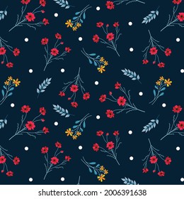 Yellow and red colored floral elements with light green leaves