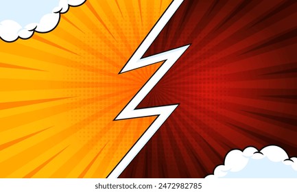 arte pop de estilo cómico amarillo y rojo con diseño de semitono en fondo de Anuncio