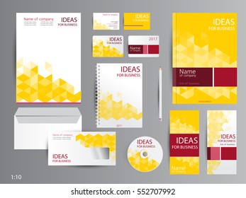 Yellow and red corporate identity template design.