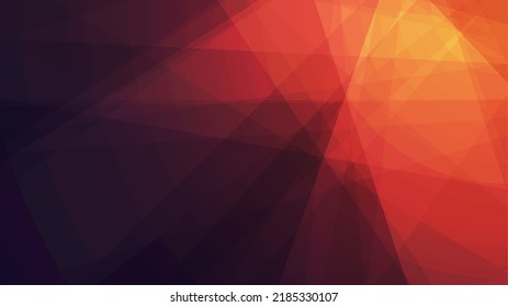 Yellow, Red and Dark Purple 3D Glowing Triangle Shaped Translucent Overlaying Planes, Geometric Shapes Pattern, Abstract Futuristic Vector Background, Texture Design, Template with Copyspace