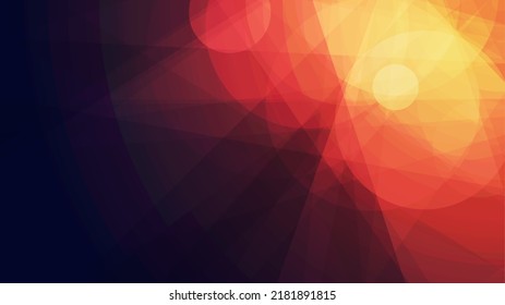 Yellow, Red and Dark Purple Light 3D Glowing Triangle Shaped Translucent Overlaying Planes, Geometric Shapes Pattern, Abstract Futuristic Vector Background, Texture Design, Template with Copyspace