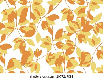 amarillo con un elegante patrón rojo sin costuras con ramas florales decorativas, elemento de diseño elegante patrón sin fisuras con hojas primaverales en colores verde azul, para su diseño